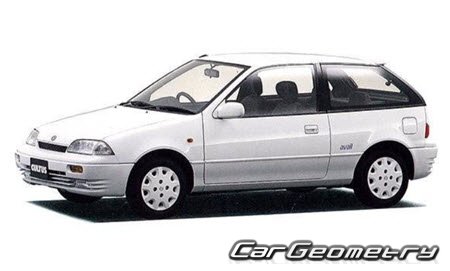 Suzuki Cultus (3DR 5DR 4DR Cabrio) 1988-1998 Body dimensions