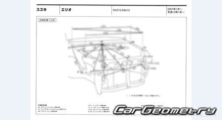 Suzuki Aerio (RA21S RB21S) 2001-2007 (RH Japanese market) Body dimensions