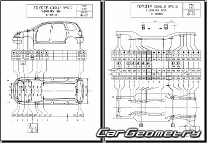 Toyota Corolla Spacio (AE111N AE115N) 1997-2001 (RH Japanese market) Body dimensions