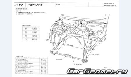 Nissan Fuga Hybrid (HY51) 2010-2017 (RH Japanese market) Body dimensions