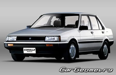 Toyota Corolla & Sprinter (AE80 AE81 AE82 CE80 EE80) 1983-1987 Body dimensions