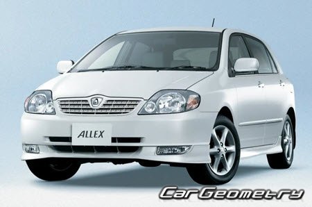 Toyota Allex & Corolla RunX (NZE121 NZE124 ZZE123) 2001-2006 Body dimensions