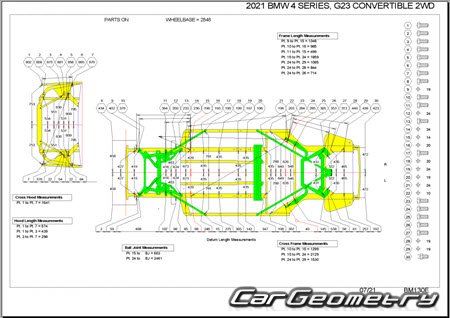 BMW 4 Series (G23) Cabrio 2021-2027 Body dimensions