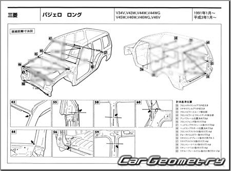 Mitsubishi Pajero II (5DR) 1991-1999 (RH Japanese market) Body dimensions