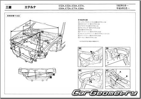 Mitsubishi Eterna 1992-1996 (RH Japanese market) Body dimensions