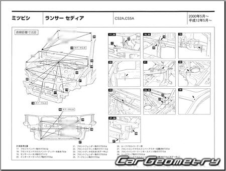 Mitsubishi Lancer Cedia (CS2A CS5A) 2000-2003 (RH Japanese market) Body dimensions