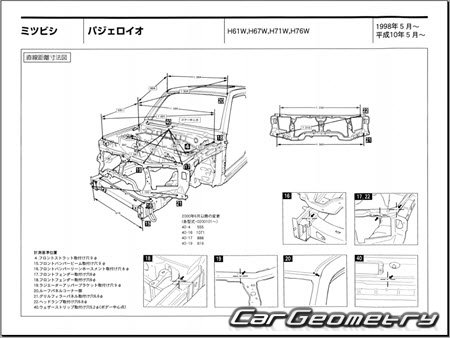 Mitsubishi Pajero iO 1998–2007 (RH Japanese market) Body dimensions