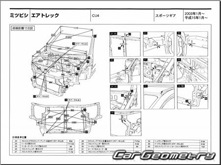 Mitsubishi Airtrek Sport Gear (CU4) 2003-2005 (RH Japanese market) Body dimensions