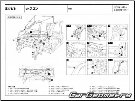 Mitsubishi eK-Wagon (H81W) 2001–2006 (RH Japanese market) Body dimensions