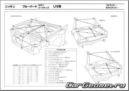 Nissan Bluebird (U12) 1987–1991 (RH Japanese market) Body dimensions