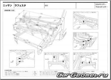 Nissan Lafesta (B30) 2004-2012 (RH Japanese market) Body dimensions