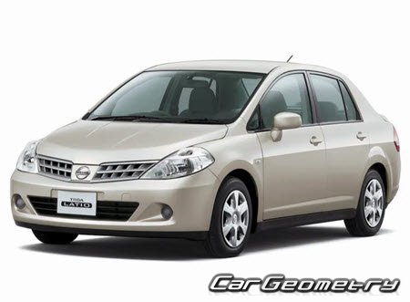 Nissan Tiida Latio (C11) 2004-2012 Body dimensions