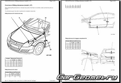 Opel Astra H TwinTop (L67) 2007-2010 Body Dimensions