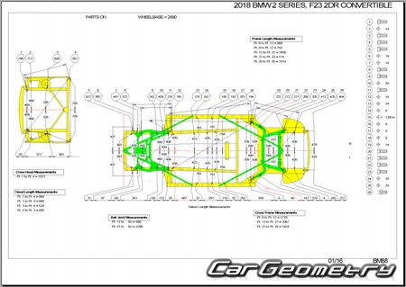 BMW 2 Series Cabrio (F23) 2015-2020 Body dimensions