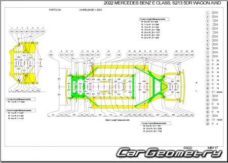 Mercedes E-Class Estate (S213) 2016–2023 Body dimensions