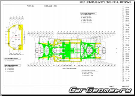Honda Clarity Fuel Cell (ZC4) 2016-2021 (RH Japanese market) Body dimensions