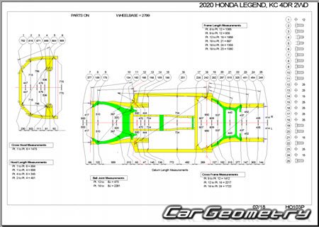 Honda Legend Hybrid (KC2) 2015-2021 (RH Japanese market) Body dimensions