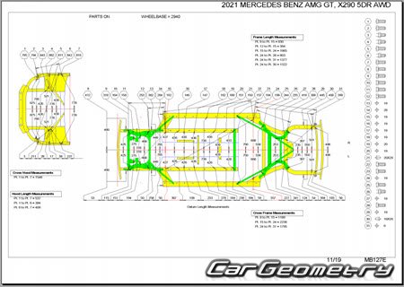 Mercedes AMG GT (X290) 2018-2025 Body dimensions