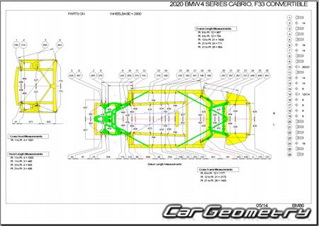 BMW 4 Series (F33) Cabrio 2013-2020 Body dimensions