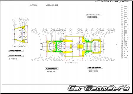 Porsche 911 Cabriolet (997) 2005–2012 Body dimensions