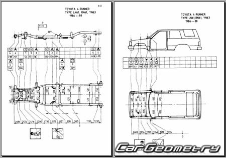 Toyota 4Runner & Truck (N50 N60 N70) 1986–1989 Body dimensions