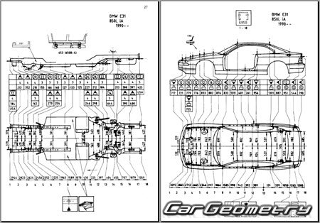 BMW 8 Series (E31) 1990-1999 Body dimensions