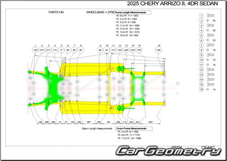 Chery Arrizo 8 2022-2028 Body dimensions
