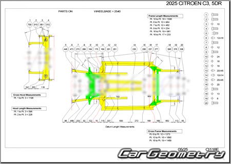 Citroen C3 (5DR) 2024-2029 Body dimensions