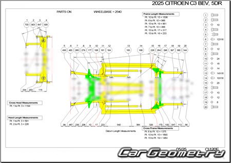 Citroen C3 MHEV (5DR) 2024-2029 Body dimensions