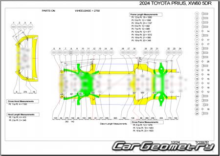 Toyota Prius (MXWH6# ZVW6#) from 2023 (RH Japanese market) Body dimensions