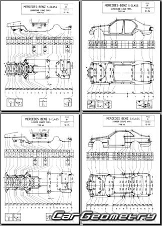 Mercedes S-Class (W140) 1990–2000 Body dimensions