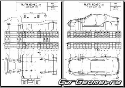 Alfa Romeo 166 (936) 1998–2007 Body dimensions